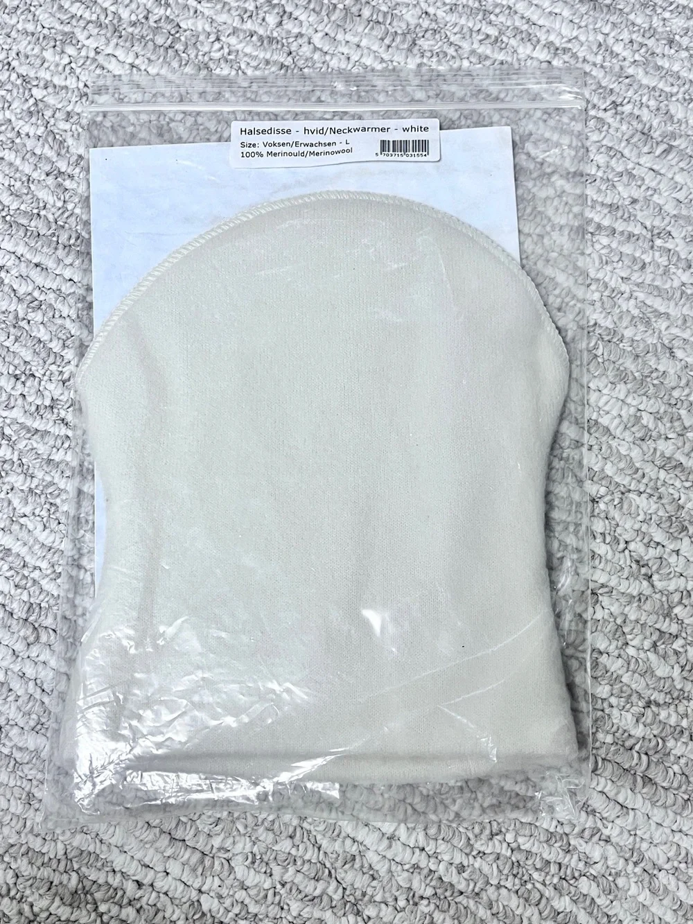 Lana care organic merino wool neck warmer white